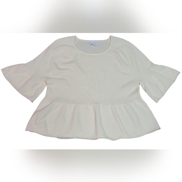 Sweaters - Revive Cashmere Ruffle Sleeve Peplum Shirt Size Medium